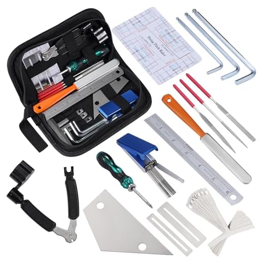 LEKATO Kit Herramientas Reparación de Guitarra, 25 Piezas Herramientas Mantenimiento de Guitarra, Kit de Limpieza con Cortadora Enrollador de Cuerdas, Guitar Tools para Ukelele Guitarra