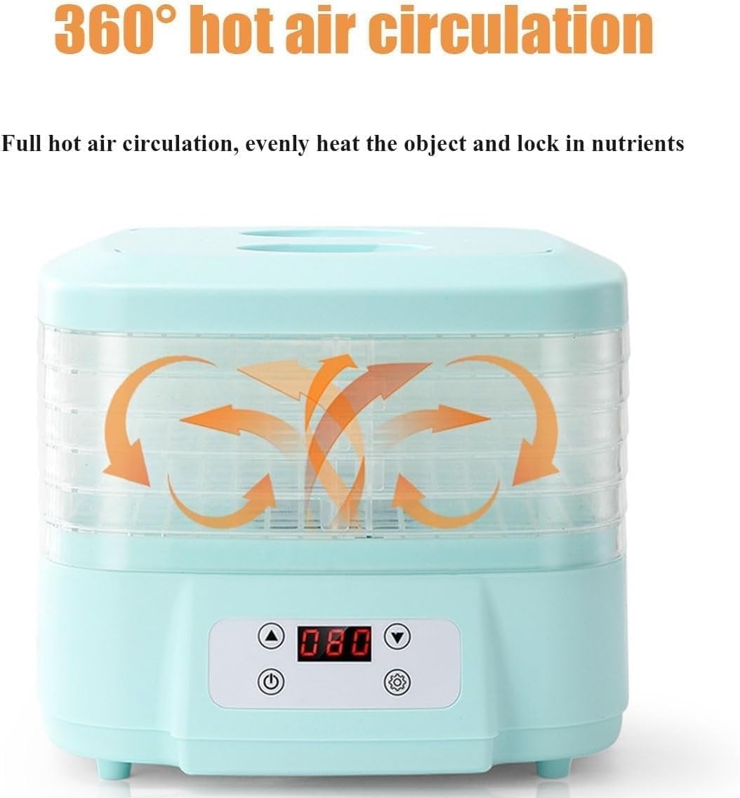 FENGKUI Home Candy & Snack Dryer, 360° Airflow Food Dehydrator, 6 Trays, Stainless Steel, Rectangular, Polypropylene (PP), 110V, 35-80°C, Dehydrator