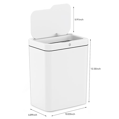 Miniatura 2 de CADUKE Bote de basura automático de 4 galones con tapa, pequeño sensor de movimiento sin contacto, contenedor de plástico inteligente para baño,