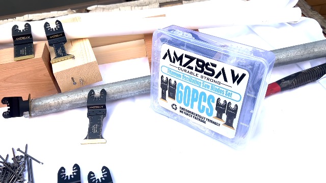 Image of AMZBSAW 60PCS Titanium Oscillating Saw Blades Metal Cutting, 4 Types Multitool Blades Kits for Metal Nails Wood Plastic and Hard Material, Oscillating Tool Blade Fit Milwaukee Dewalt Ryobi Bosch