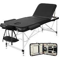 Vista 9 de Yaheetech Mesas de masaje portátil para tatuaje, cama ajustable de aluminio, 3 camas plegables de spa con bolsa no tejida de 24 pulgadas de ancho