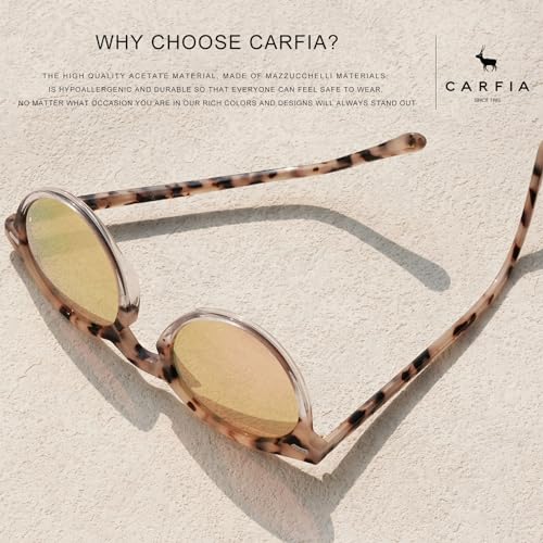 CARFIA Retro Polarized Sunglasses for Women UV Protection Acetate Classic Vintage Style Round Shades2