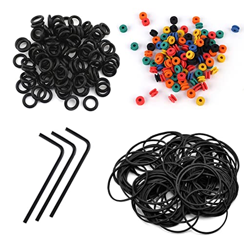 NAQASE Tattoo Grommets, Rubber Bands & O-Rings - 100pcs Each, 3pcs Spanner for Tattoo Machine Parts