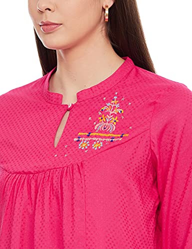 Image of Rangriti Pink Viscose Indie Top for Women