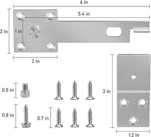 Miniatura 2 de JUGREAT Pestillo de puerta de acero inoxidable para cerca, cerradura de puerta de granero impermeable a prueba de óxido, herrajes para cercas de