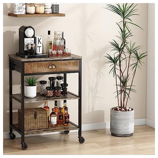 X-cosrack Deskside Mobile Printer Stand with Storage Drawer, 3 Tier Printer Table Cart with Wheel,Workspace Desk Organizer Shelf for Home Office, Rustic Brown