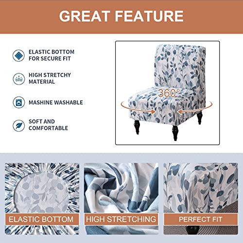 Image of Eco-Ancheng Armless Chair Slipcover Removable Armless Accent Chairs Covers Washable Armless Slipper Chair Slipcover Printed Armless Chair Furniture Protector Covers for Living Dining Room Hotel