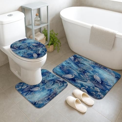Ensemble rideau de douche fleurs d'eau bleu pour sublimer votre chambre d'amis - 5