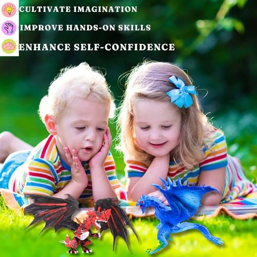 Image of Realistic Flying Dragons Dinosaur Animal Toys for Kids 3+ Years | 6PCs Big Size Jurassic Park Dino Animals Figure Set | Birthday Gifts Safari Dino Animals Egg Toy Action Figurine (Dragon 6)