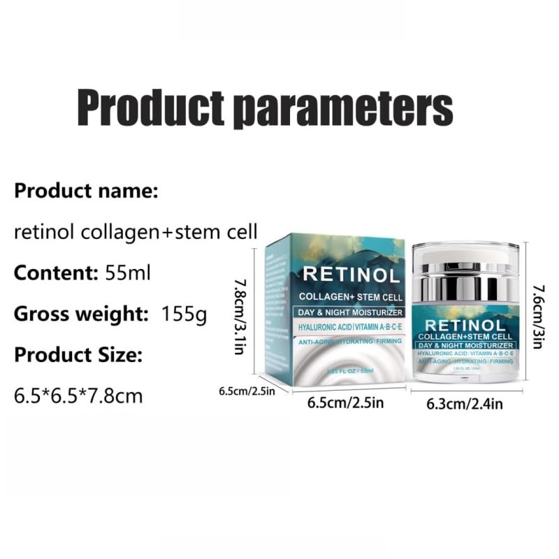 Collagen Face Cream with Retinol, Hyaluronic Acid & Niacinamide - Anti-Wrinkle, Firming & Hydrating Moisturizer with Plant Stem Cell Extract - Airless Pump for Day & Night Use - For All Skin Types - Image 9