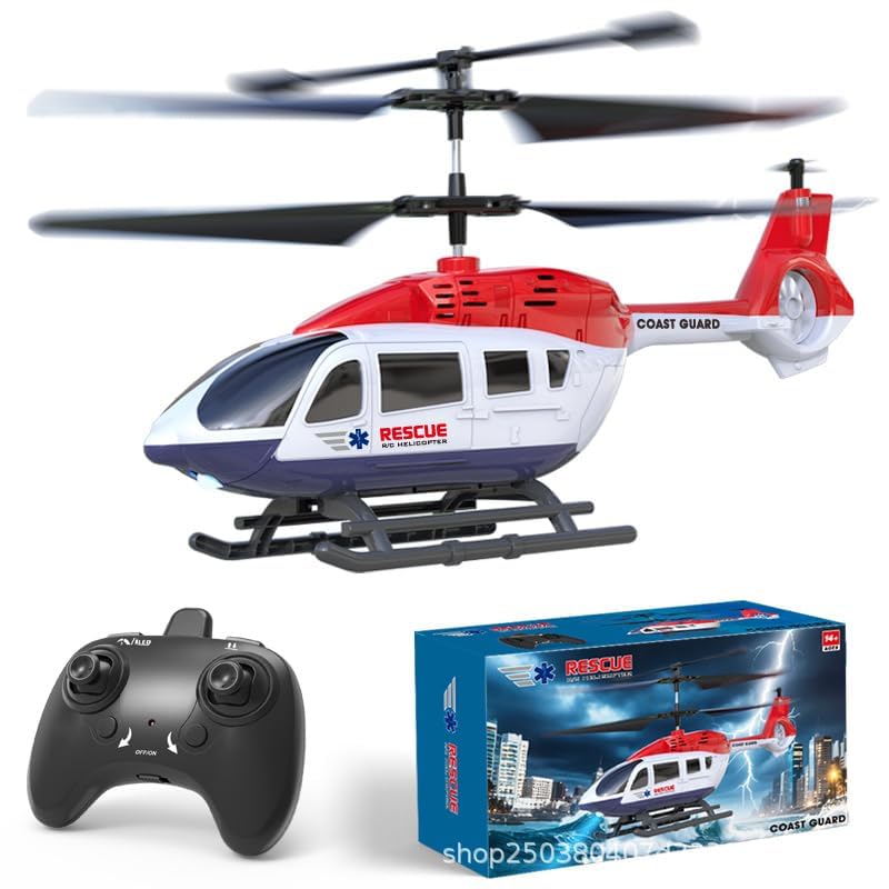 Image of SUPER TOY RC Helicopter 2.4 GHz Remote Controlled Flying Helicopter Toy with LED Lights, One Button Start & Altitude Hold Function Gift for Kids Boys