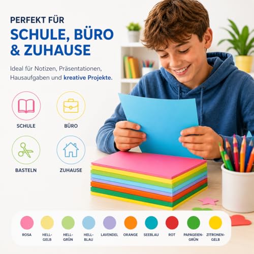 100x Buntes Papier A4 120 g/m² - Bastelpapier bunt - Buntpapier - Druckerpapier zum Basteln & Gestalten - Tonpapier & Tonkarton