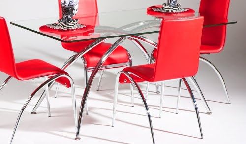Chintaly Elaine Glass Dining Table in Chrome