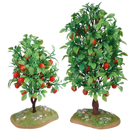 DECHOUS 2piezas Árboles Artificiales Miniatura Manzanos De Plástico para Decoración De Paisajes Belenes y Maquetas