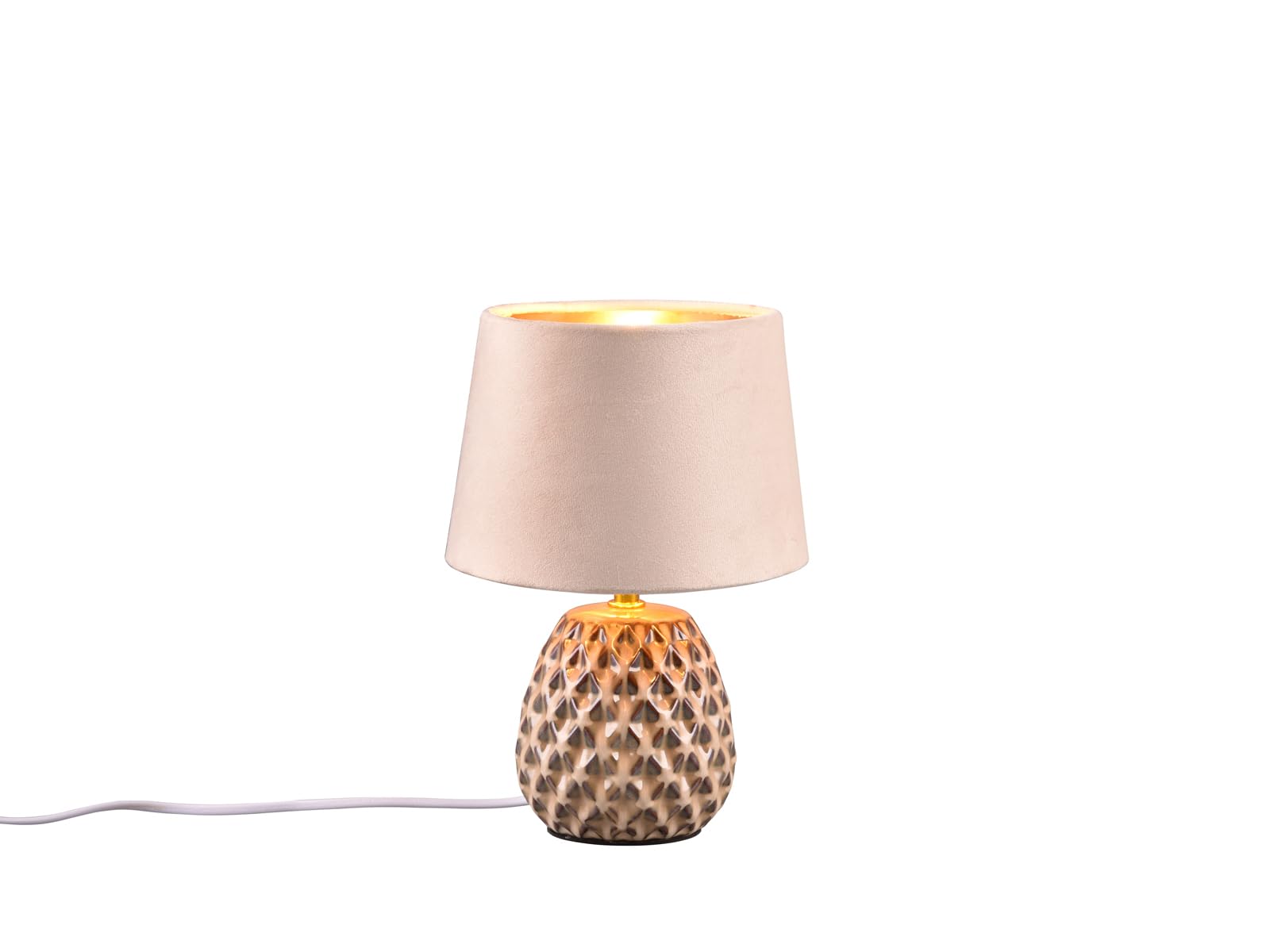 Reality Leuchten Nachttischlampe: LED wechselbar, warmweiß, dimmbar – Beige/Gold, Fensterlampe