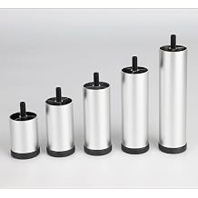 1 Set of 4 Metal Sofa Legs, DIY Household Table Feet, Furniture Legs for Beds, Armchairs, Cabinets, Adjustable Height, Heavy Duty Furniture Feet with M8 Bolts,Silver-6cm/2in