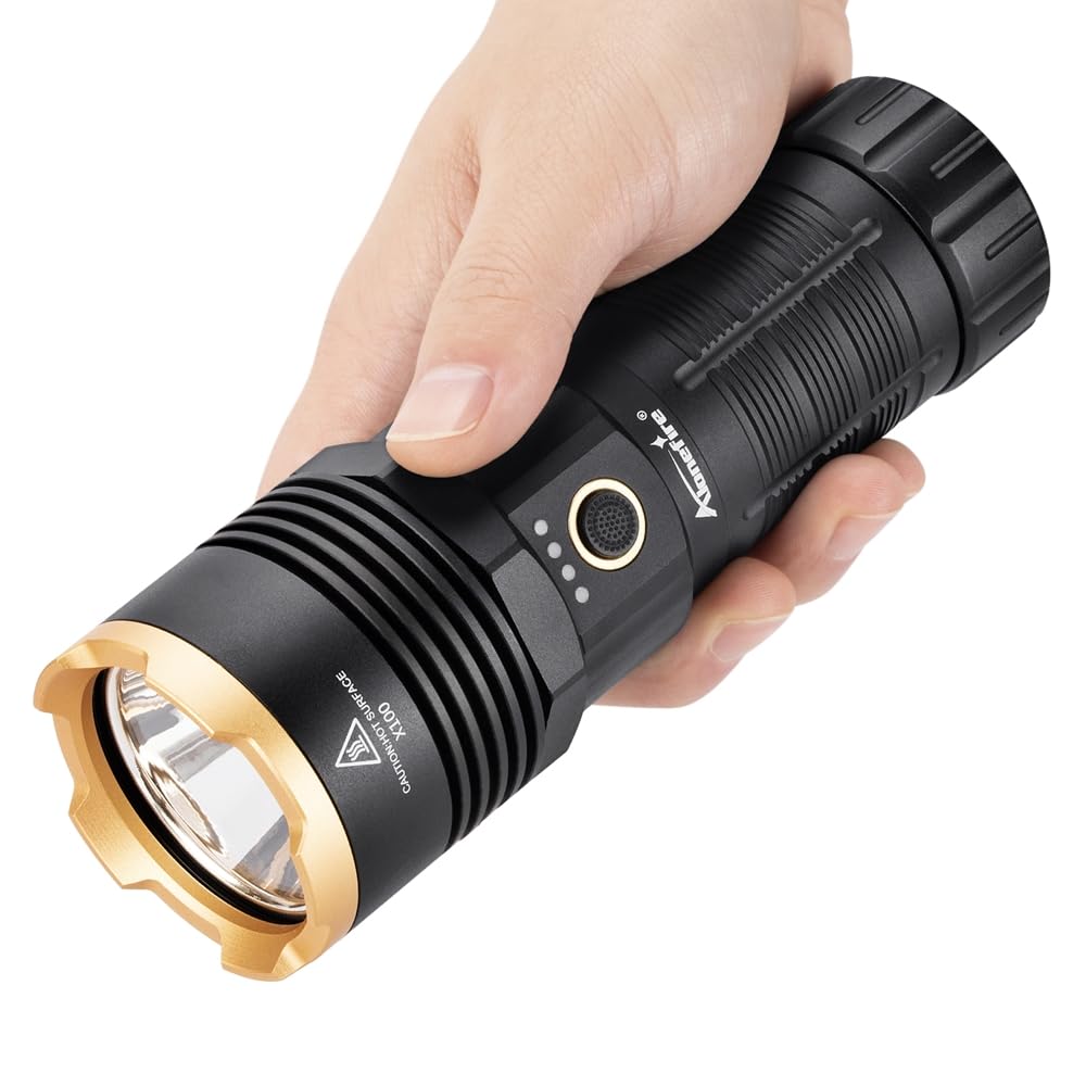 Alonefire X100 Lampe Torche LED Ultra Puissante 2050 Lumens USB C Rechargeable 5 modes Réglables étanche avec Charge Inversée et Batterie pour Camping, Randonnées Maison