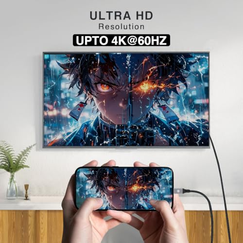 Image of HUMBLE Type C to HDMI Cable - 4K@60Hz Ultra HD, 2 Mtr Length, 18 Gbps Speed, Durable Nylon Braided, Premium Connectors, Widely Compatible with TV, Laptop, Projector, MacBook & Type C Smart Phones