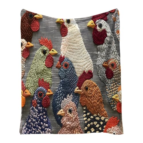 Manta suave de pollo, manta de franela suave, edredón de fácil cuidado, colcha de poliéster cálida, manta con estampado de granja con bonito diseño, funda de decoración del hogar para sofá y