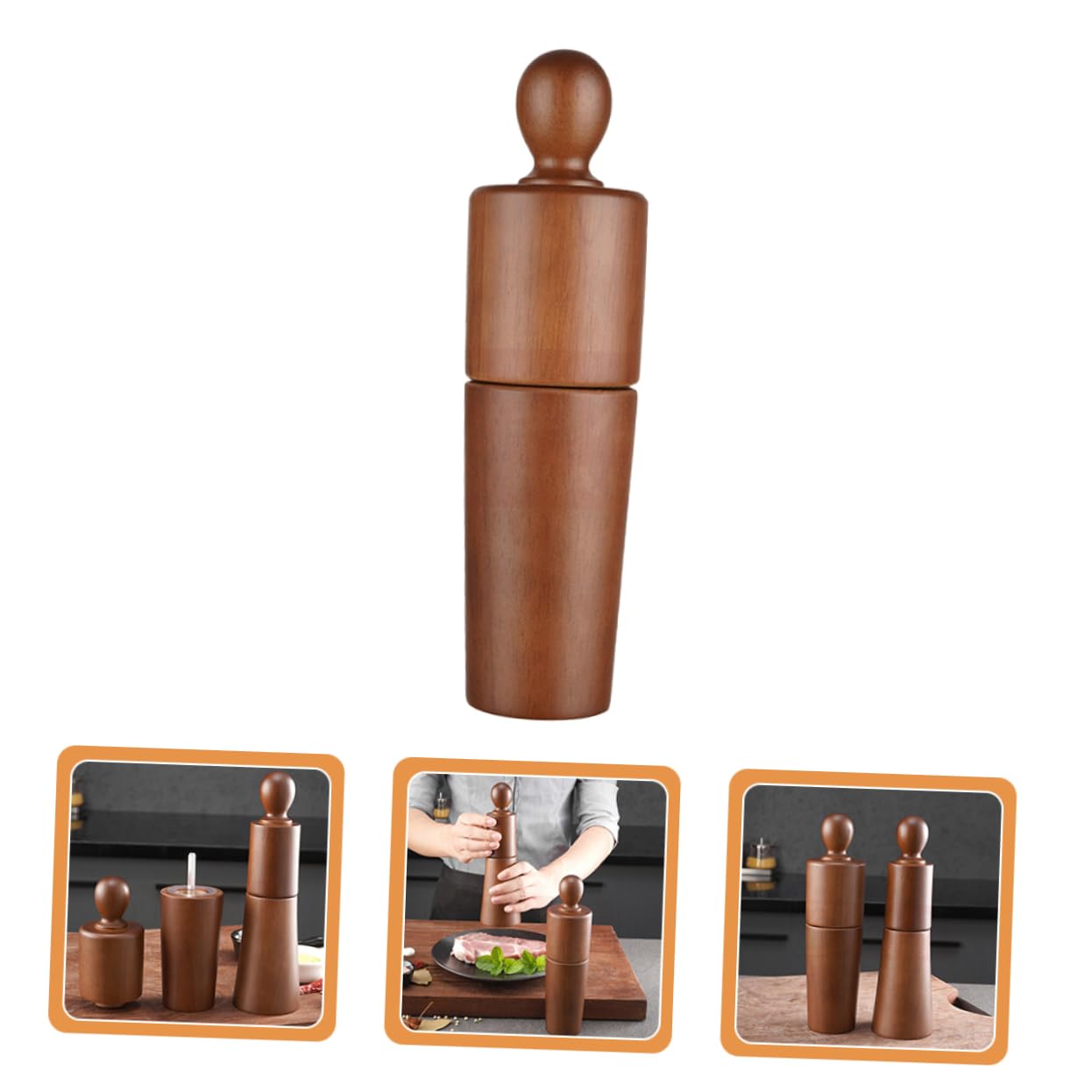COLLBATH Pepper Grinder Kitchen Pepper Mill Portable Salt Grinder Manual Coffee Bean Grinder Convenient Salt Grinder Multi-function Pepper Refillable Pepper Mill Brown Stainless Steel