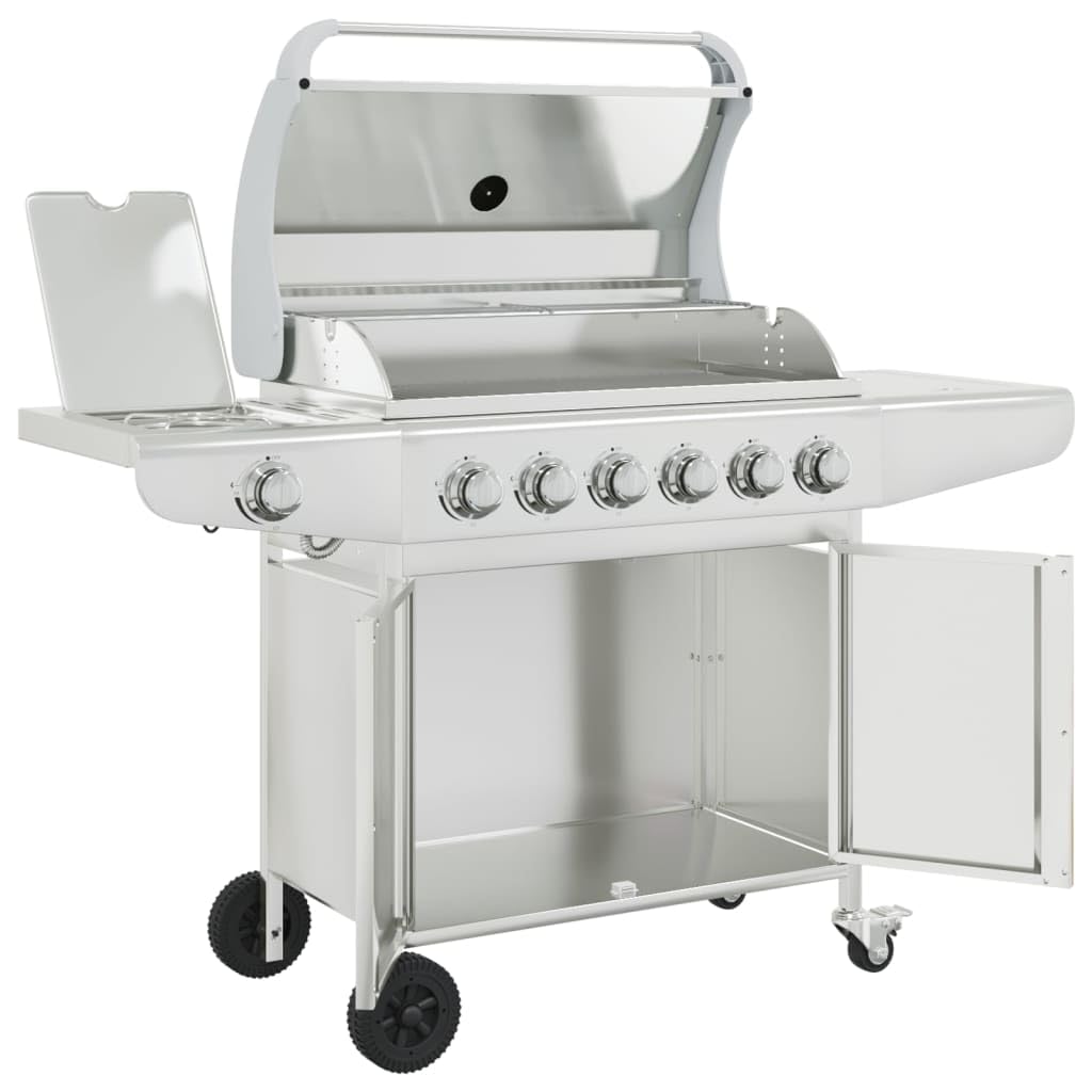 Furniture Select - Barbacoa de gas con 7 quemadores, acero inoxidable plateado