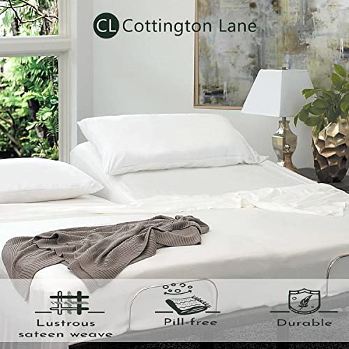 Split California King Sheets 5 Pieces-Split California King Sheets Sets For Adjustable Beds-400 Tc 100% Cotton Split Bed Sheet Set With 2 Fitted Sheet-1 Flat Sheet And 2 Pillow Case(White Solid) #TOP4