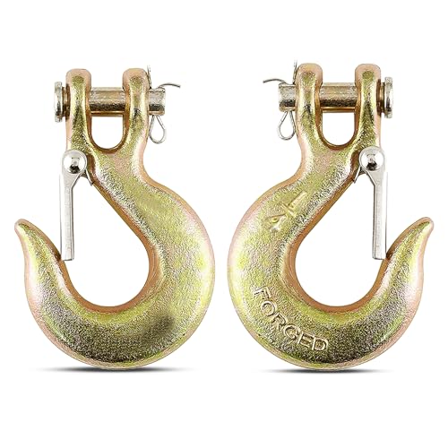 1/4 Heavy Duty Chain Hook 2Pack Forged Steel G70 Clevis Grab Hook with Safety Latch for Trailer Truck Transport Chain 12600LBS Capacity for Heavy Load