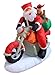 6 FT Long Durable Outdoor Christmas Inflatable Santa Claus & Reindeer on Motorcycle – Heavy-Duty Weather-Resistant Yard Decoration with Built-in Lights & External Blower