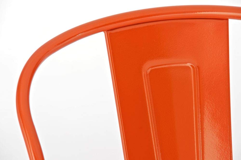 CLP Set 2 Sgabelli Con Schienale Aiden In Metallo I Coppia Sedie Sgabelli Cucina Industriali Con Poggiapiedi Alt 77CM, Colore:arancione