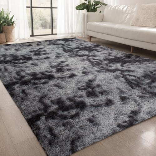 lekeplus Rugs Living Room Large Rugs Bedroom Anti Skid Rug Shaggy Soft Rug for Living Room Bedroom Play Area Kids Room Luxury Decorative (Dark Grey, 80x160cm)
