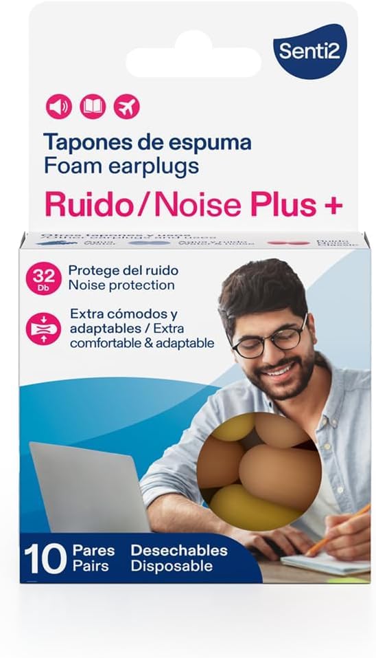 Senti2 Ohrstöpsel aus Schaumstoff, 20 Stück (10 Paar), 2 Stück