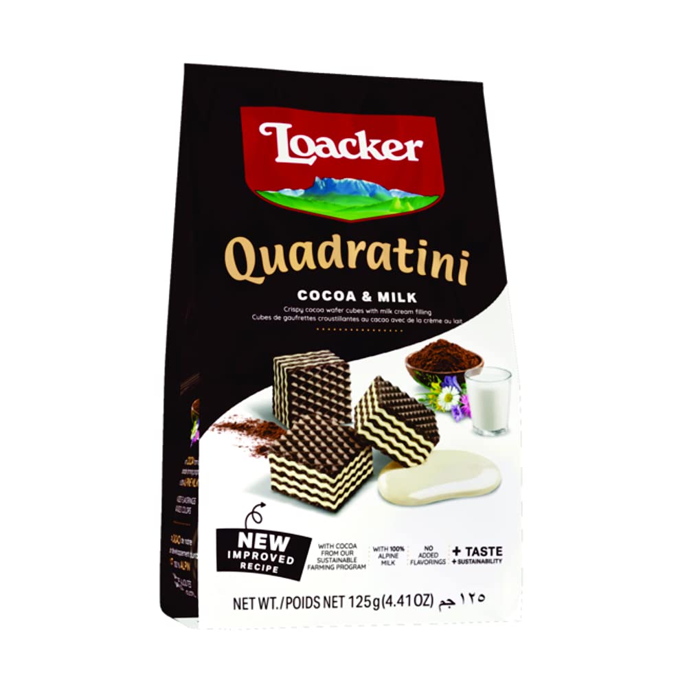 Loacker Quadratini Cocoa & Milk 125Grams - Italy