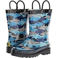 Western Chief Boys Waterproof Printed Rain Boot, Shark Chomp, 7-8 Toddler