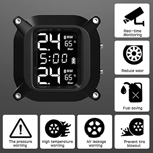 Tyre-Pressure-Monitor-Kikuo-Tpms-Tyre-Pressure-Monitoring-System-Car-Safety-Monitor-with-LCD-Display-2-External-Sensors-Motorcycle-Wireless-Adjustable-Angle-Tire-Pressure-Monitor-Sensor-Waterproof
