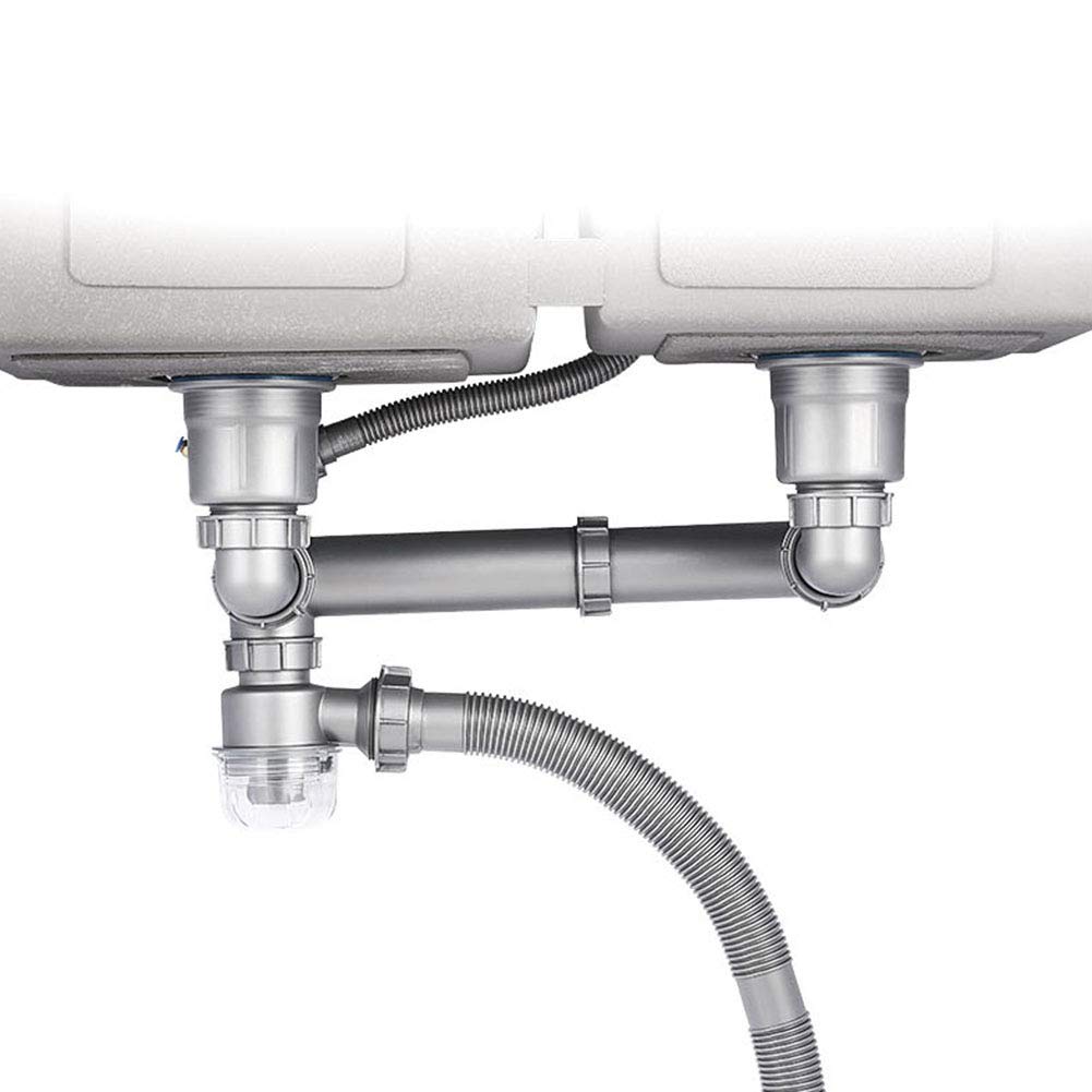Expandable Flexible Drain Pipe for Kitchen Double Sink, Anti-Odor, Anti-Leakage And Anti-Clogging Drain Kit for Universal Double Sink Tools