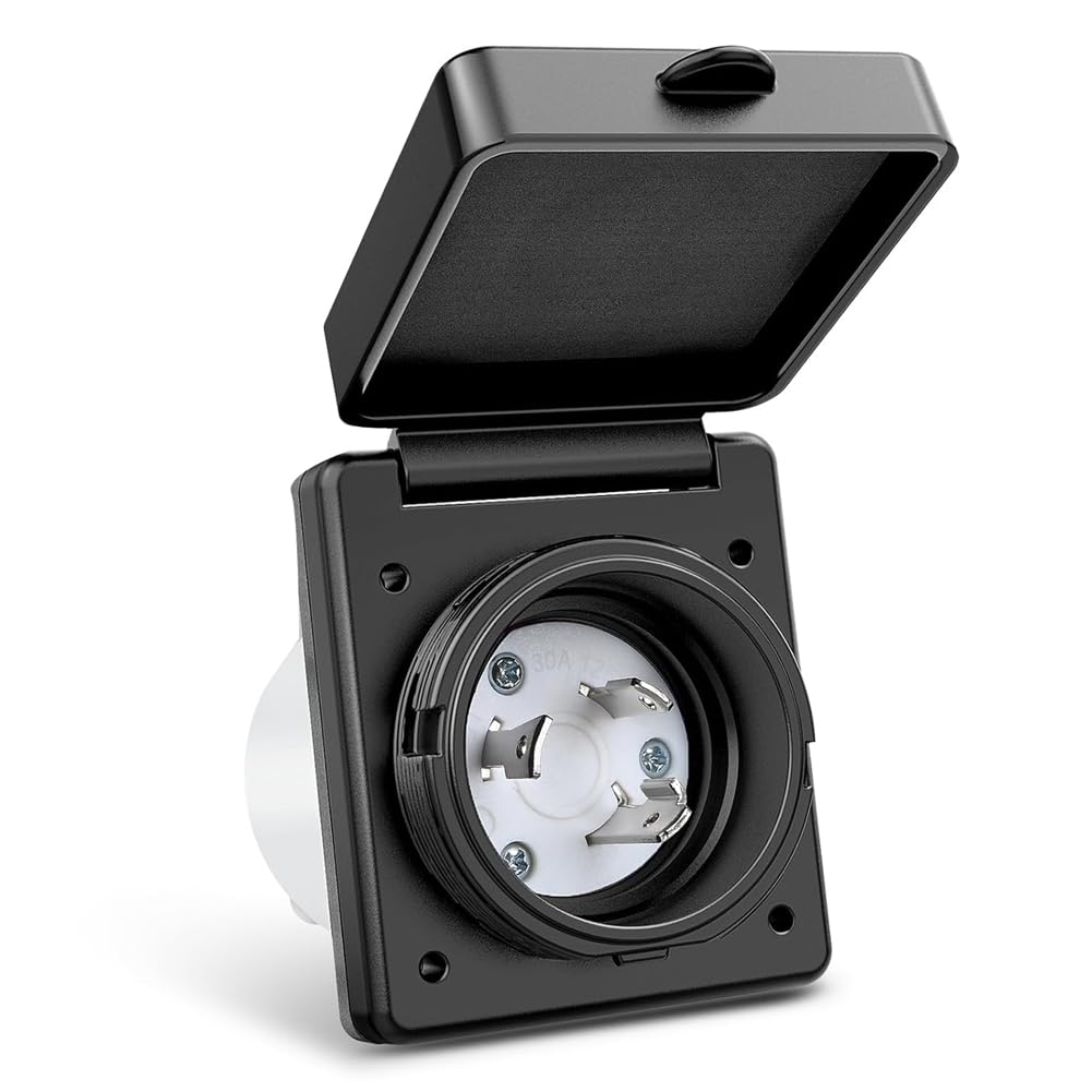 Ptdfjspt 30 AMP RV Shore Power Inlet 125V Twist Lock Receptacle NEMA L5-30P Enclosed Lockable Flanged Male Plug Inlet Box