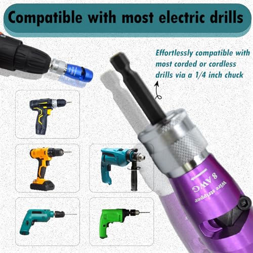 Bfminitool Wire Stripper for Drill, 8/10/12/14 AWG Wire Twister Electrician Tool for Drill, 7 In 1 Professional Drill Wire Strippers Electrical Tools for Electrician, Fast Wire Nut Twister Tool Set - Image 6