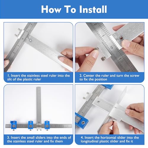 Image of Metal Cabinet Hardware Jig, Punch Locator Drill Guide,Wood Drilling Dowelling Guide for Installation of Handles Knobs on Doors and Drawer, Cabinet Template Tool for Handles and Pulls