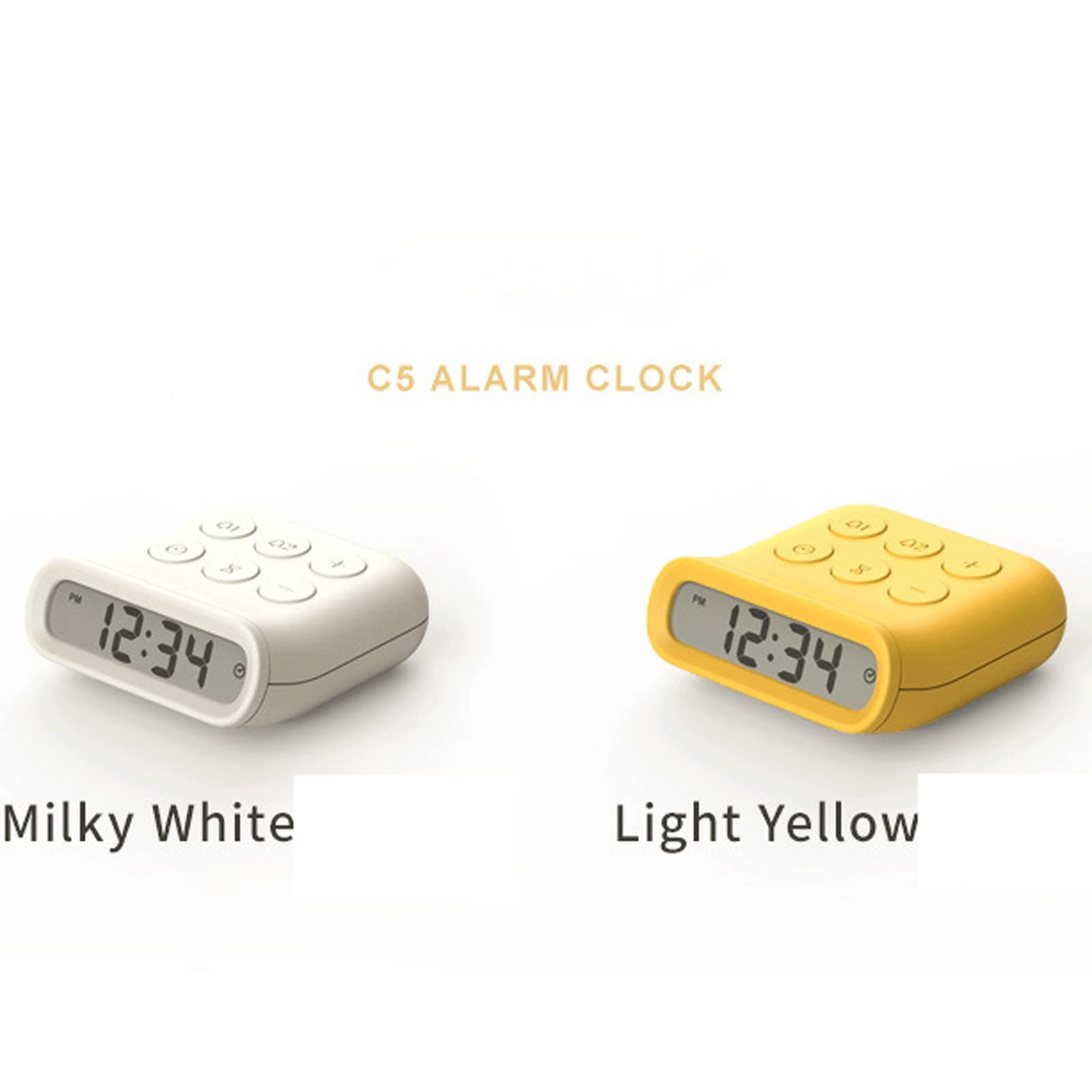 Sveglie Piccolo Snooze Digitale Minuti Data Calendario Display Allarme Comodino Facile Configurazione per la Camera da Letto di casa Orologio per Camera da Letto (Colore : Beige)