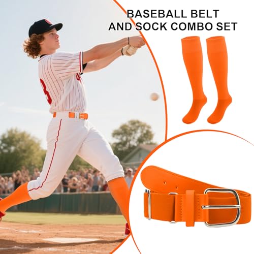 Baseball Socks and Belt Combo Set Softball Football Socks and Elastic Waist Belt for Youth Adult4