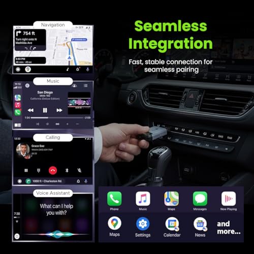 Image of Wireless 2-in-1 CarPlay & Android Auto Adapter 2026 Upgrated, Convert Wired to Wireless Compact Slim Design, Fast & Stable, Bluetooth 5.4 & WiFi 6, Plug & Play, USB C & A, OTA Upgrade