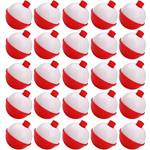 25pcs Fishing Bobbers Assortment, Small Floats for Fishing 1inch Hard ABS Push Button Fishing Floats Bobbers