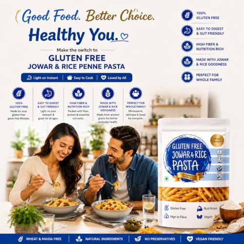 Image of INDULGENCE Jowar Rice Gluten-Free Pasta 400g (2 x 200g) | High Protein | Healthy Millet-Based Pasta | Wheat-Free for Kids & Adults