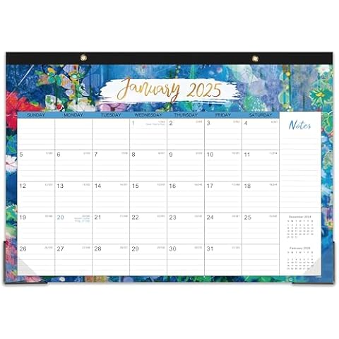 2025 Desk Calendar - 12 Months Large Desk Calendar 2025 from Jan. 2025 to Dec. 2025, 17"x 12", Large Desktop Calendar with Ruled Block, Corner Protector, Hanging Hole, Premium Paper Cover