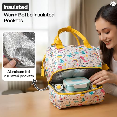 Image of StarAndDaisy Baby Bag for Mothers Travel /Diaper Bags for Mom with Insulated Compartment /Diaper Bag for Mothers for Travel & Multiple Pockets, 12L Capacity- Unicorn Print