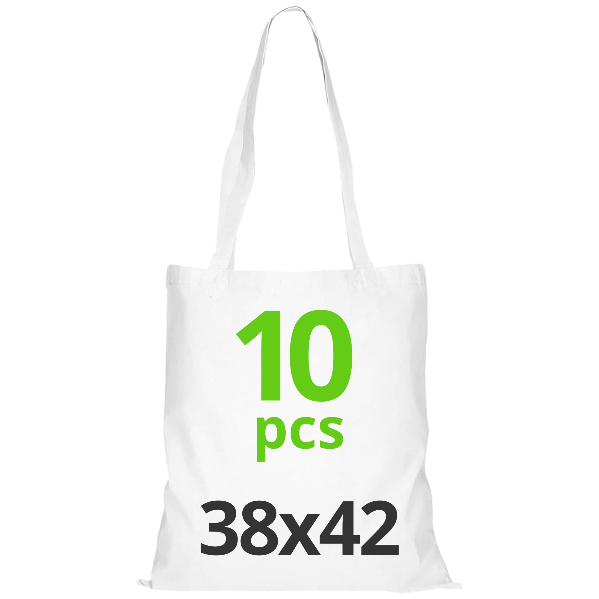 URBAN 5884 Cotton Bag 38 x 42 cm, Pack of Blank Bags, Long Straps, Durable Fabric Bags