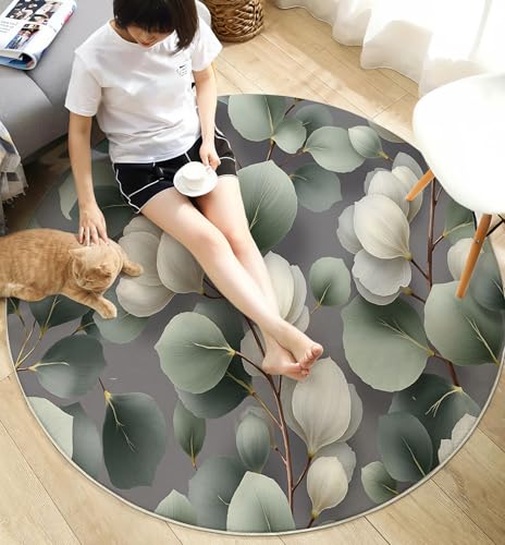 Descente de lit antidérapant et tapis rond 160cm lavable - 6