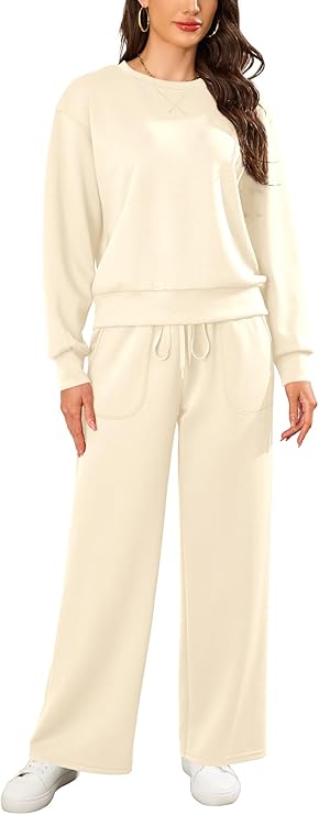 Desol Trainingspak voor dames, tweedelig joggingpak, ronde hals, lange mouwen, bovenstuk, joggingbroek, winter, herfst, outfit, training & loungeset voor sport, thuis en vrije tijd, grijs, XL