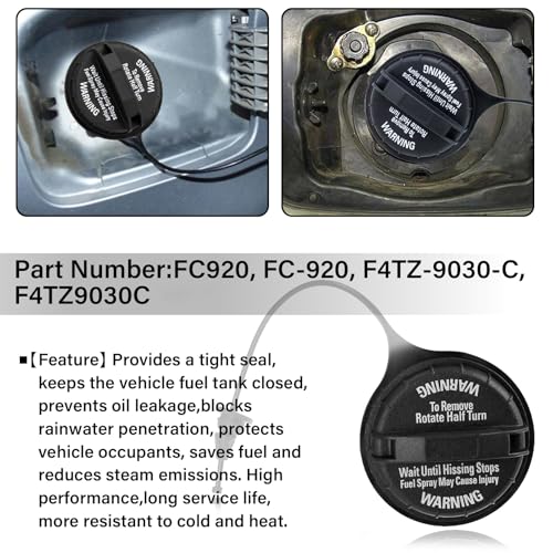Image of Gas Cap, Fuel Cap Replace FC920 F4TZ-9030-C for 1983-2008 Ford Bronco Ranger Explorer Windstar Aerostar Excursion F150 F250 HD F350 Super Duty Truck E150 E250 E350 Econoline Club Wagon Fuel Tank Caps