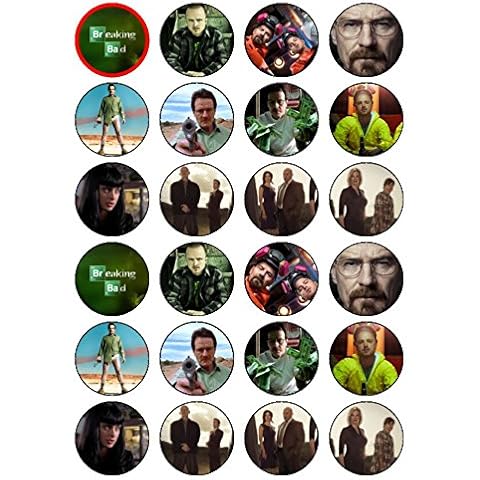 24 Breaking Bad Edible Wafer Paper Cup Cake Toppers Cover